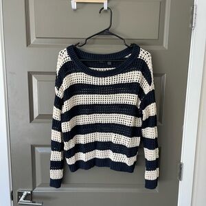 Black and White Striped Women's Sweater